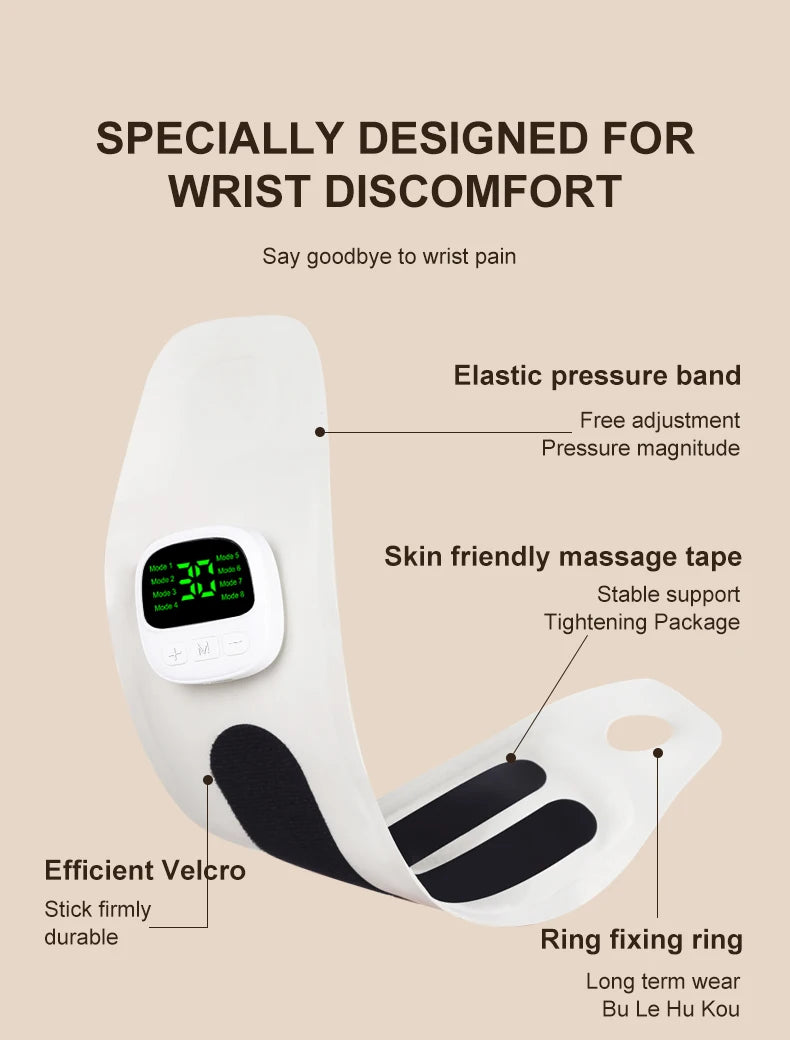 USB Rechargeable Wrist Vibration Massager, Cordless Electric Personal-Care Device in White, Dark Blue or Blue for Seated Home Relaxation Breaks