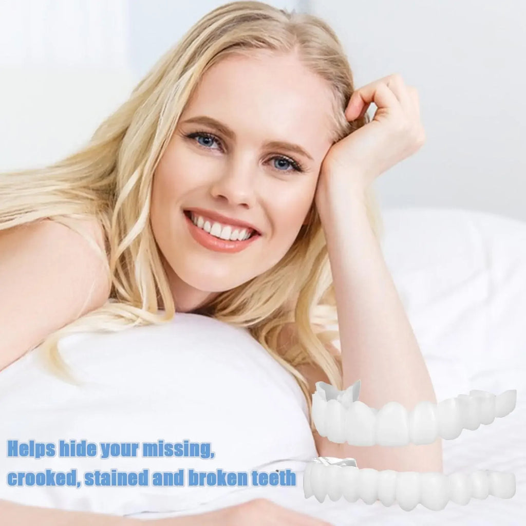 Temporary Cosmetic Teeth Covers, One Upper and Lower Pair with Listed Heat-Moldable Design for Adult Smile Appearance, Dental Fit Review Before Use