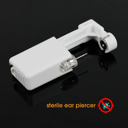 Disposable Ear Piercing Device with Built-In Earring, White Plastic and Stainless Steel Tool in Single or Multipack Options for Professional Assessment