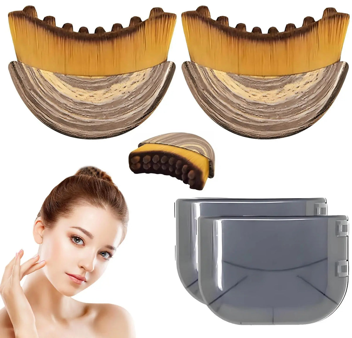 Facial Massage Brush with Contoured Design and Listed Soft Bristles, One or Two-Piece Options for Face, Chin and Jawline Personal Skincare Accessories