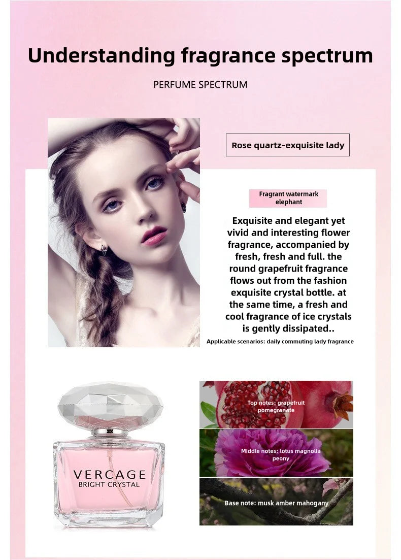 Womens Floral Perfume Spray with Crystal Diamond Style Bottle Reference, Pink, Red and Sugar Dust 50ml Labels Plus Two Option for Personal Fragrance and Gifts