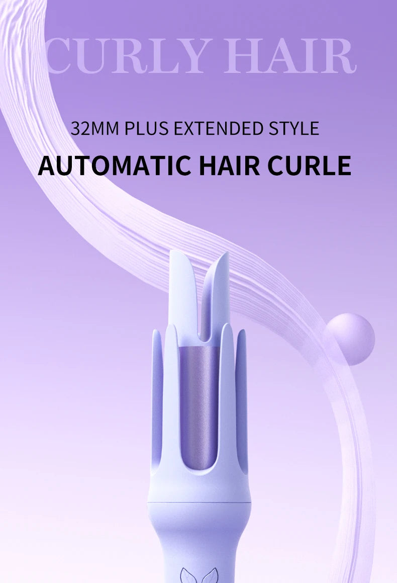 Bidirectional Automatic Curling Iron Model 391, Listed 32mm Ceramic Hair Curler with Three Described Heat Settings and 30-Minute Auto Shut-Off in Pink or Purple