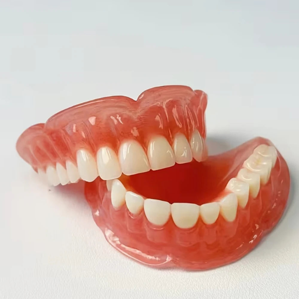 Silicone Dentures with Upper and Lower Full-Mouth References, False Teeth Listing with Single-Item and Multipack Options Requiring Dental Fit Assessment
