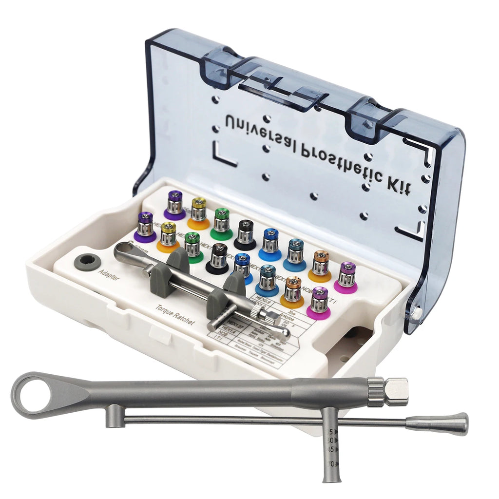 Dental Implant Torque Wrench Kit, Listed 10-70 Ncm Ratchet and Screwdriver Tools for Professional Prosthetic Work with A, B and C Options