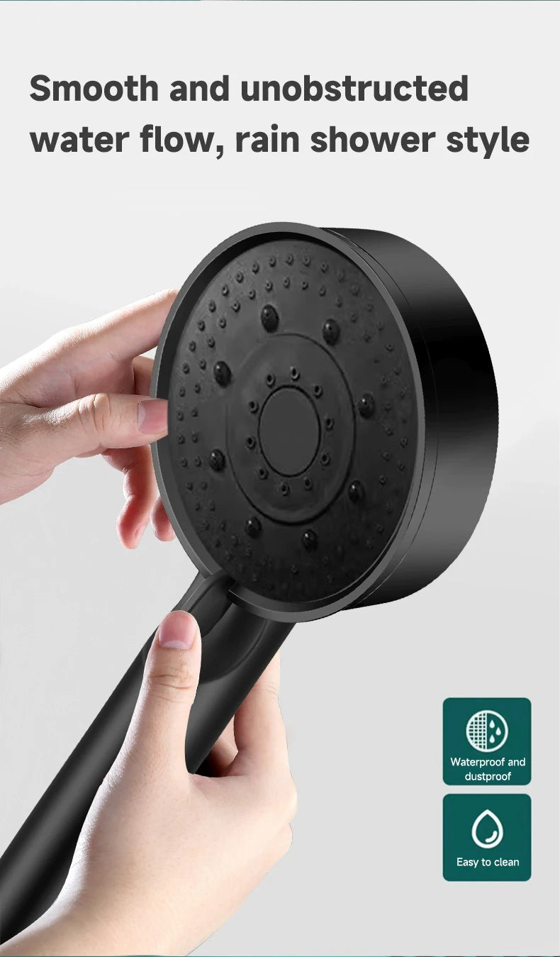 Black Handheld Shower Head for Bathroom Replacement, Listed G1/2 Thread and ABS Construction with 3.54-Inch Size Option, Adjustable Spray Head Only