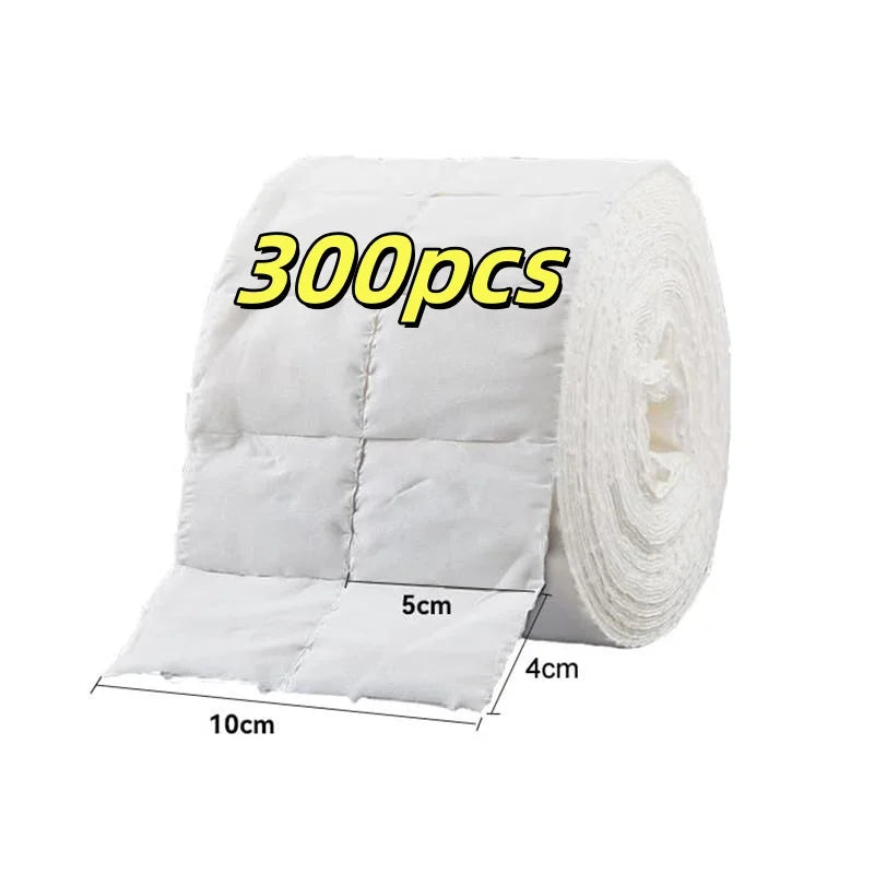 Rectangular Nail Wipe Roll in White with Listed 300 or 500-Piece Quantity References, TR66 or TR70 Options for Compatible Manicure and Makeup Cleaning