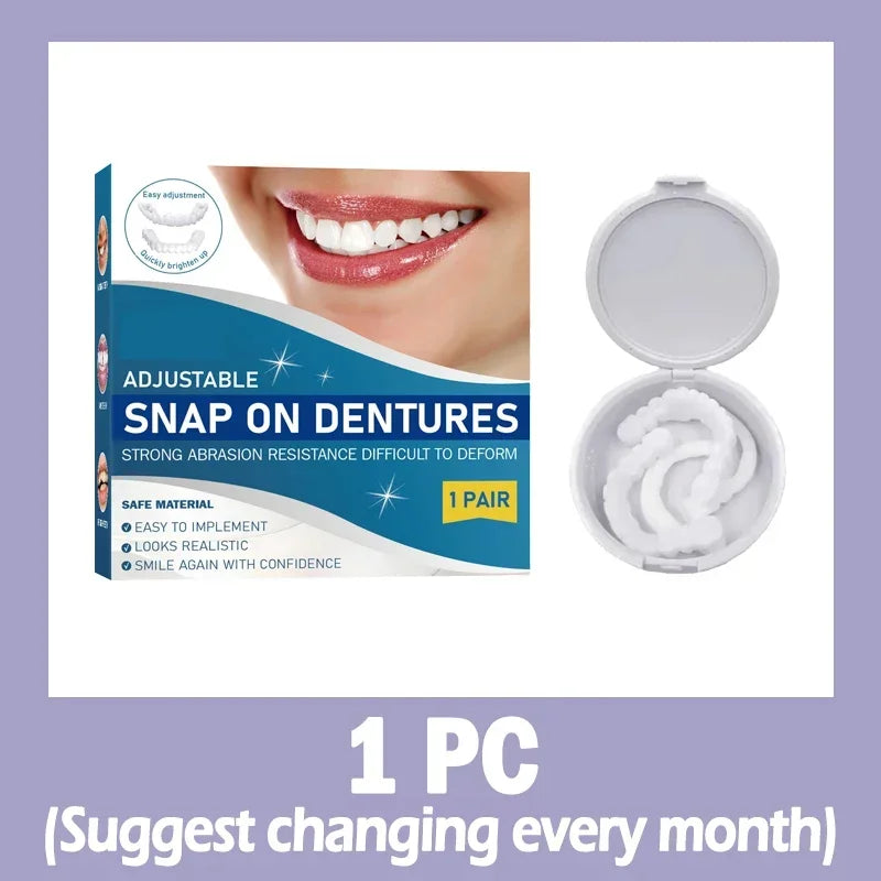 Adjustable Snap-On Teeth Kit with One-, Three- or Five-Box Option Labels for Cosmetic Appearance Consideration, with Dental Suitability and Fit Requiring Review