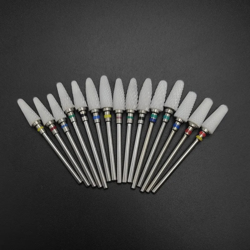 TC-SJ Ceramic Nail Drill Bit, Single Zirconia Milling Accessory with 2.35mm Shank and Bag Packaging for Compatible Professional Electric Manicure Tools
