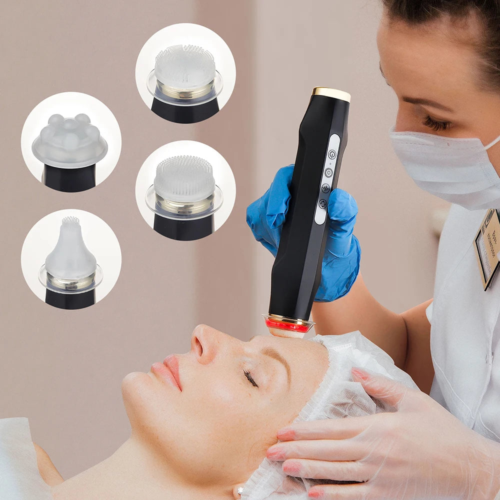 Portable Oxygen Bubble Facial Machine Only with Listed Five-Level Vibration and Spin Settings, Eight LED Modes, White or Black, Compatible Care Kit Sold Separately
