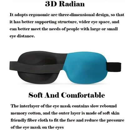 3D Memory Foam Sleep Mask with Soft Lightweight Eye Cover Design for Light Reduction During Home Rest, Daytime Naps and Seated Travel Breaks