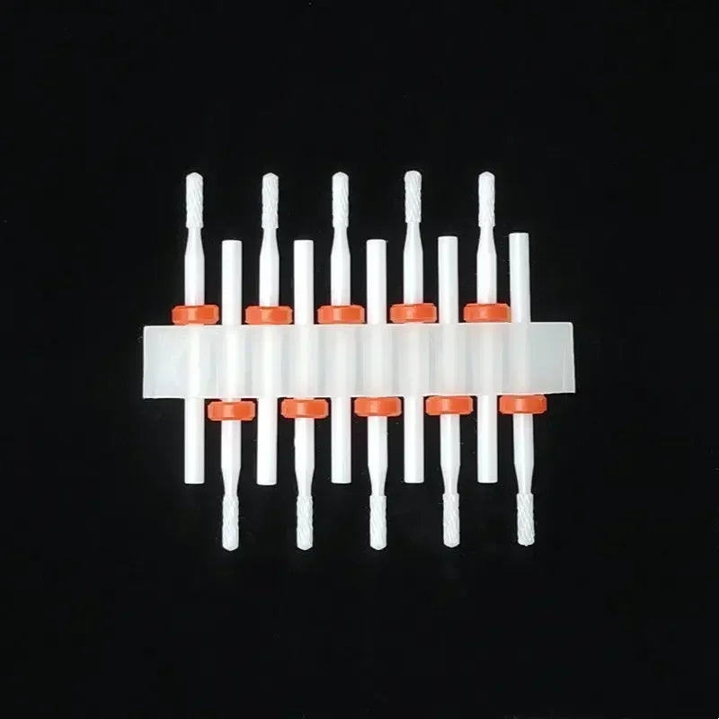 Zirconia Ceramic Nail Drill Bit Options with Listed 2.35mm Shank and Extra Coarse to Extra Fine Grade References for Compatible Electric Manicure Tools