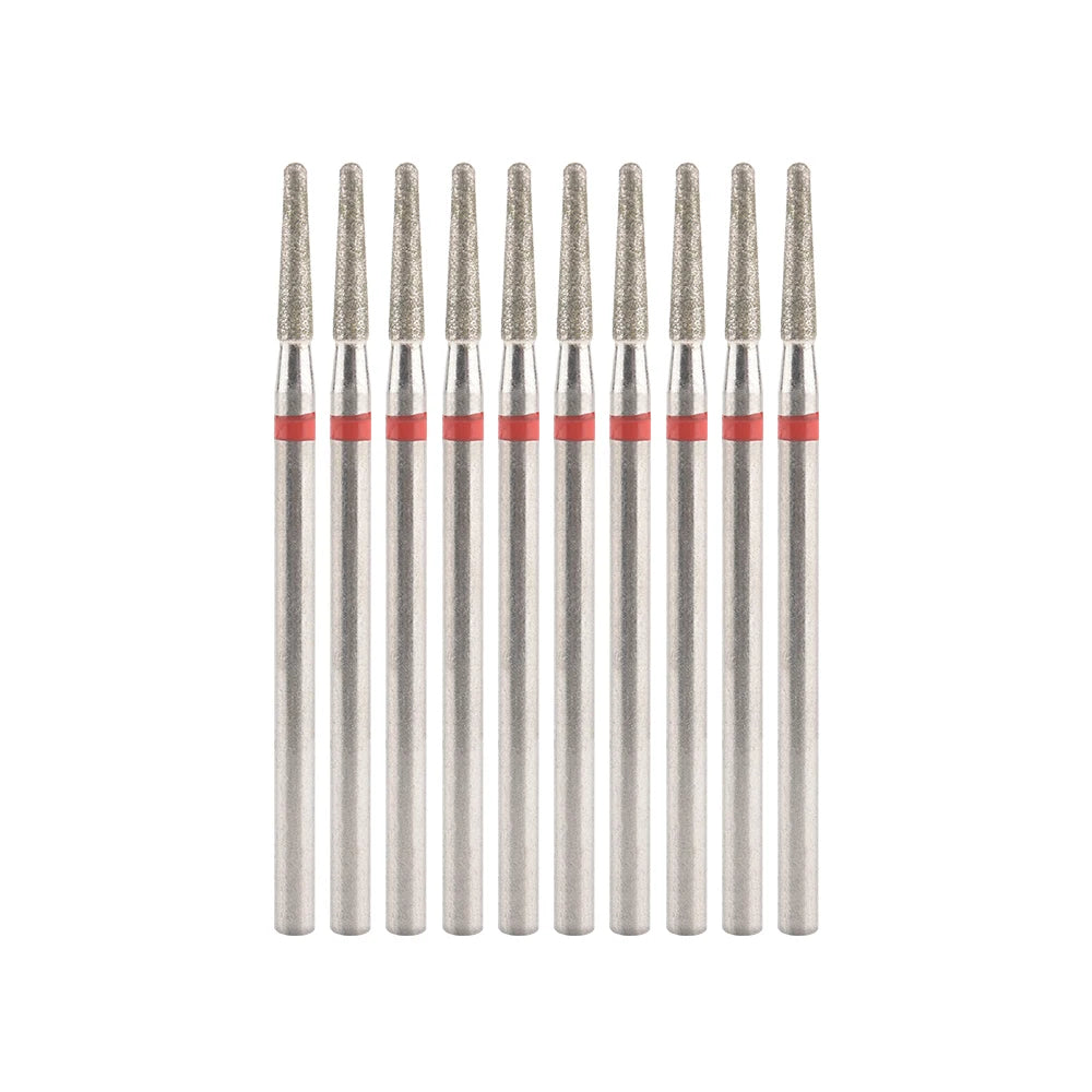 Diamond Nail Drill Bits, Listed 10-Piece Milling Accessories with 2.35mm Shanks, A-Series and Grade-Labeled Options for Professional Electric Manicure Filing