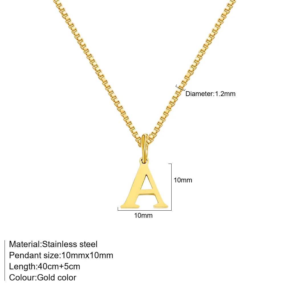 Initial Letter Necklace with A–Z Pendant Choices and 45cm Box Chain, Listed Stainless Steel with 18K Gold Plating for Women's Everyday Styling and Gifts