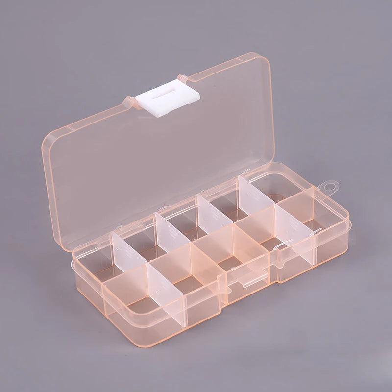 Drawer-Style Nail Storage Box, Plastic Desktop Manicure Organizer with Nine Numbered Selections for Compatible Cotton Swabs, Nail Files and Small Tools