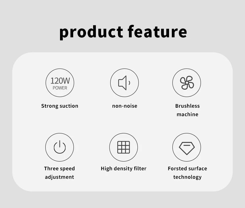 Manicure Nail Dust Extractor with WL007 and WL005 Model Options, US or EU Adapter Labels and Listed WL007 Reusable Filter with Extra Filter