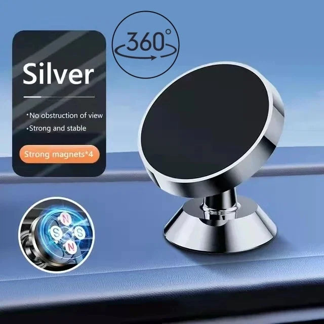 Magnetic Car Phone Holder with Fixed or 360-Degree Rotating Model Options, Dashboard and Wall Mounting References in Black, Silver, Gold and Rose Gold