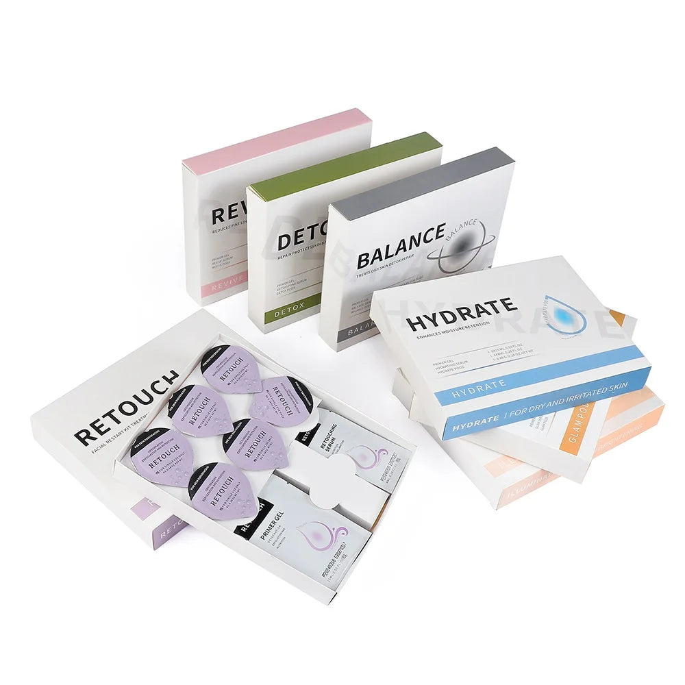 Glam Facial Pod and Capsule Gel Options for Compatible Aqua Bubble Devices, Seven Numbered Type Selections and a Separate Facial CO2 Machine Option