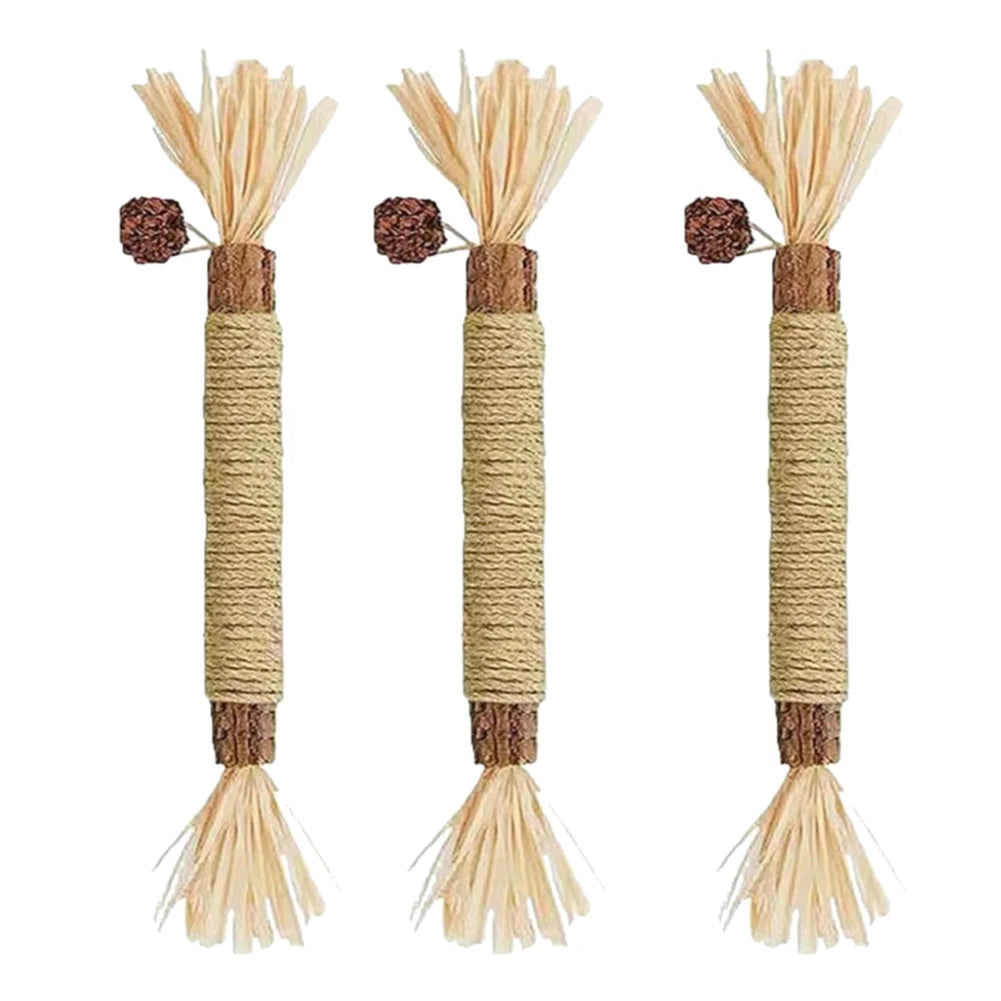 Silvervine Cat Sticks with Hemp Rope, Natural Wood Pet Play Toys for Supervised Indoor Exploration and Interactive Sessions, Pack Options from 3 to 20 Pieces