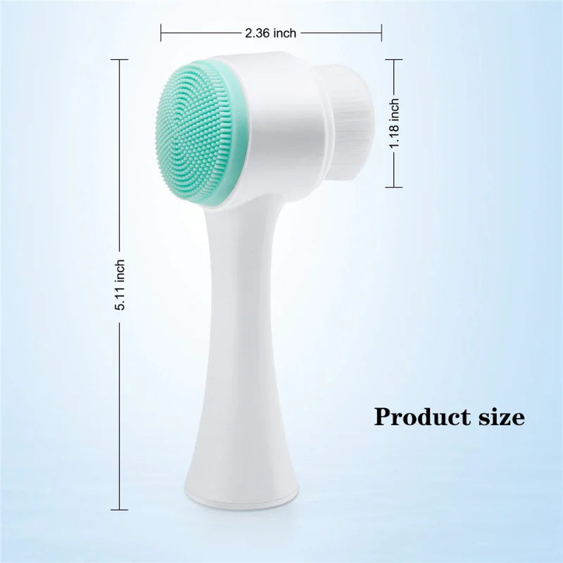 Facial Cleansing Brush, Double-Sided Manual Face Wash Tool with Handle, Silicone and Plastic Construction, Listed 13 x 6 cm Size in Pink or Blue