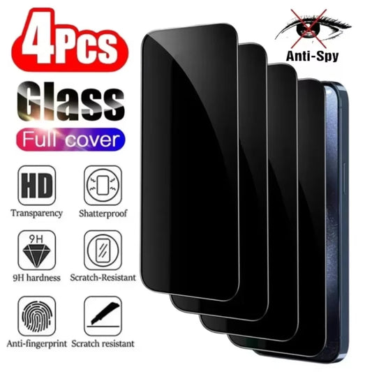 Privacy Screen Protector for iPhone by NNBILI, 4-Pack Anti-Spy Tempered Glass with Model-Specific Mini, Plus, Pro, Pro Max and Air Option Labels