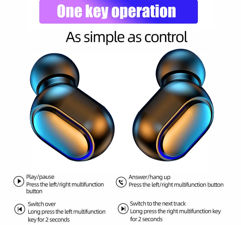 E7S TWS Wireless Earbuds, Bluetooth Earphones with Microphone in White, Blue, Green, Black, Yellow or Pink for Compatible Device Music and Hands-Free Calls