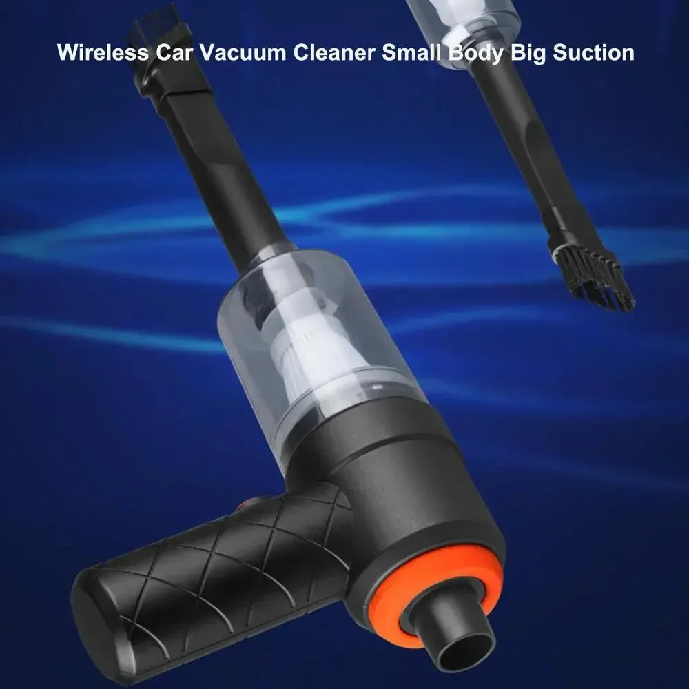 Black Mini Cordless Car Vacuum Cleaner with USB Charging, Listed 1200mAh Battery and 9000Pa Suction Reference for Vehicle Interior and Household Spot Cleaning