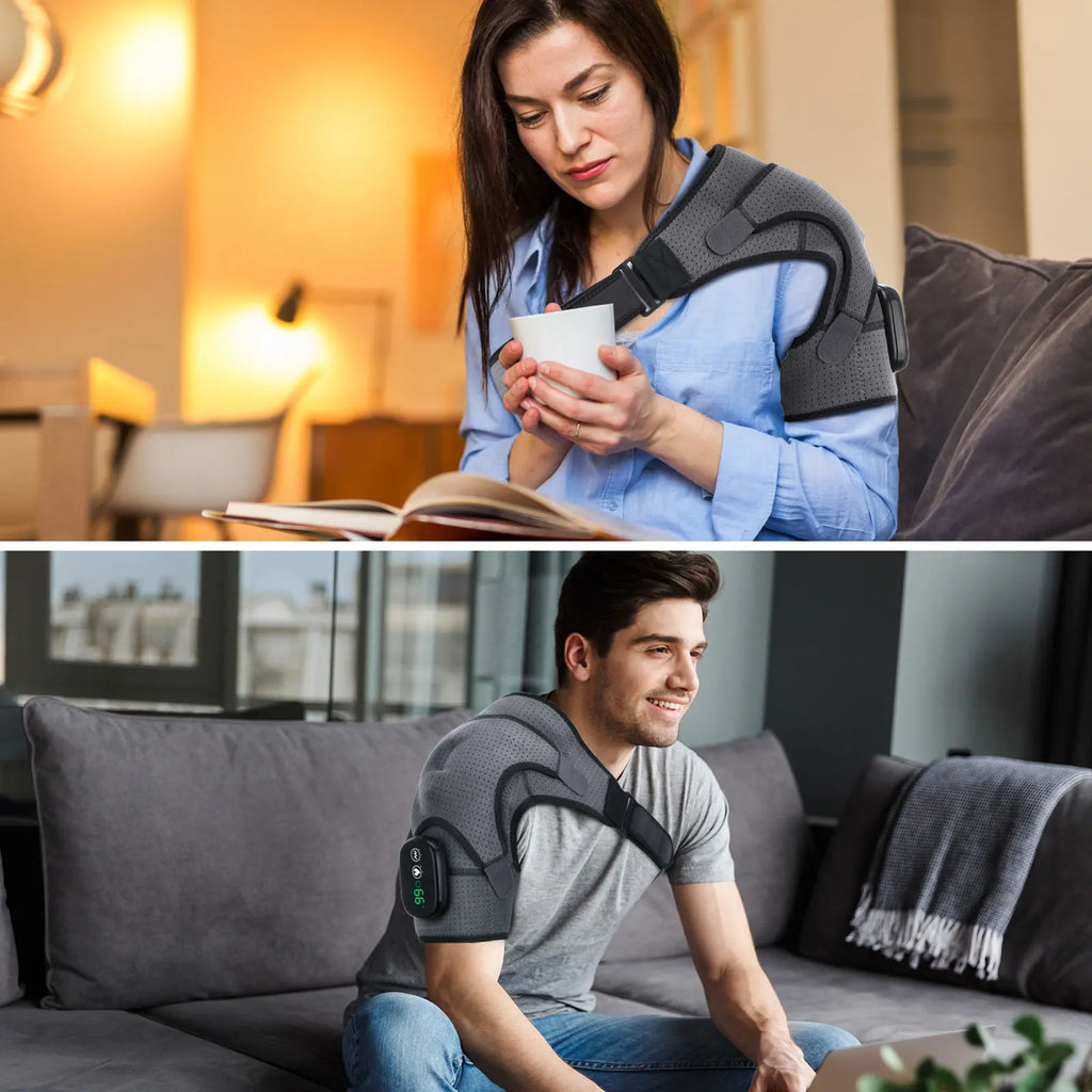 Thermal Shoulder Massage Belt with Adjustable Heating, Shoulder Brace Format and Multiple Belt, APP-Labeled and Red Light Options for Home Relaxation
