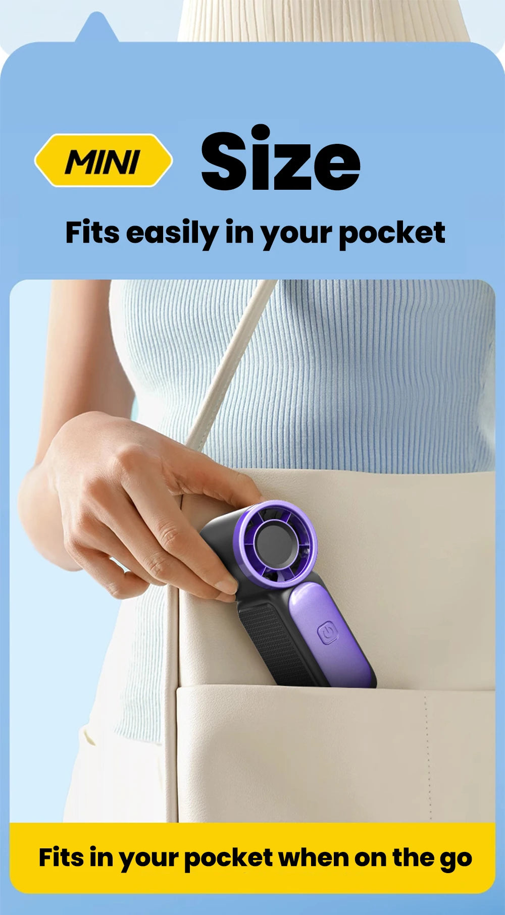 Five-Speed Handheld Fan with Type-C Charging and Button Controls, Rechargeable Mini Personal Fan in White, Purple, Gray or Green for Office and Summer Outings