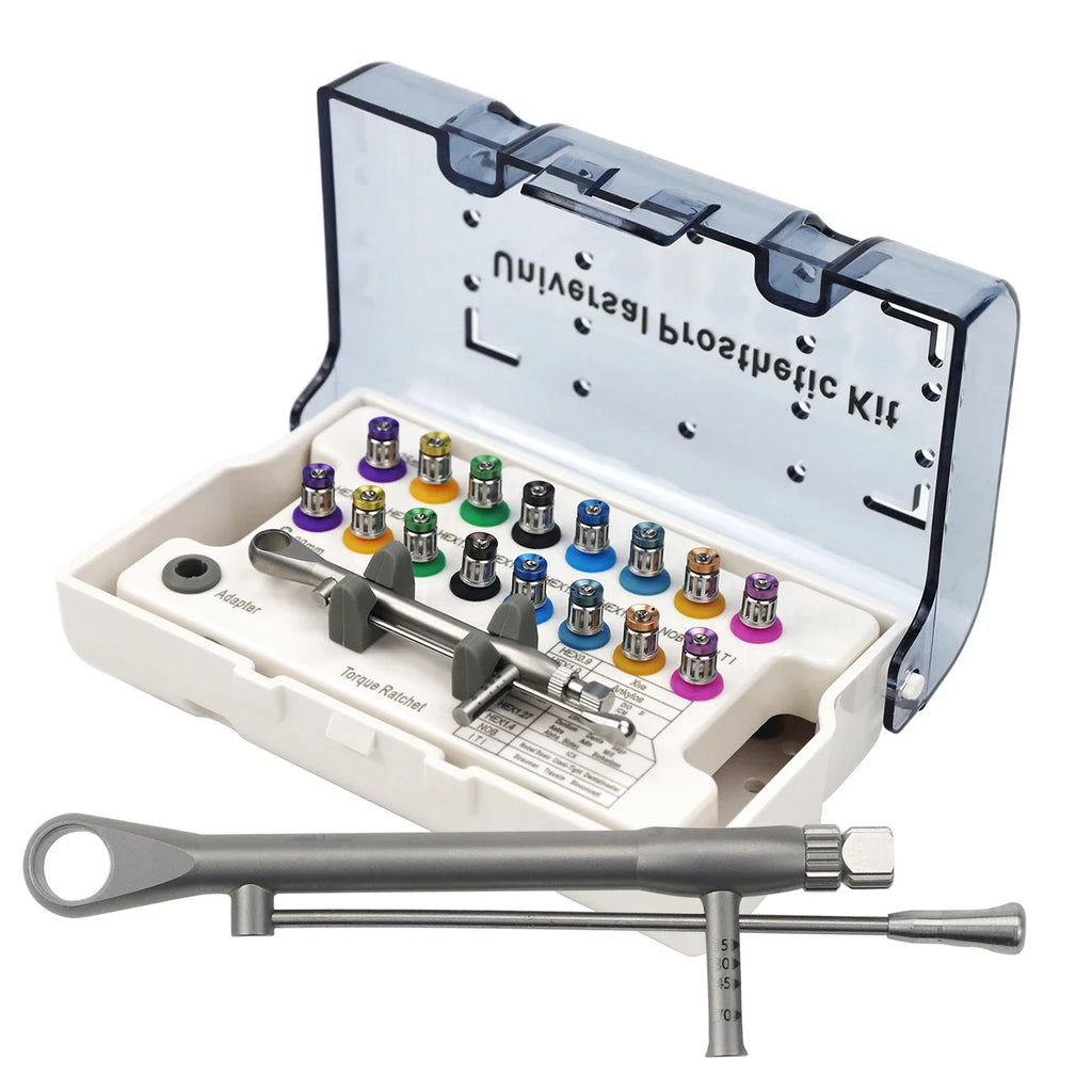 Dental Implant Torque Wrench Kit, Listed 10-70 Ncm Ratchet and Screwdriver Tools for Professional Prosthetic Work with A, B and C Options