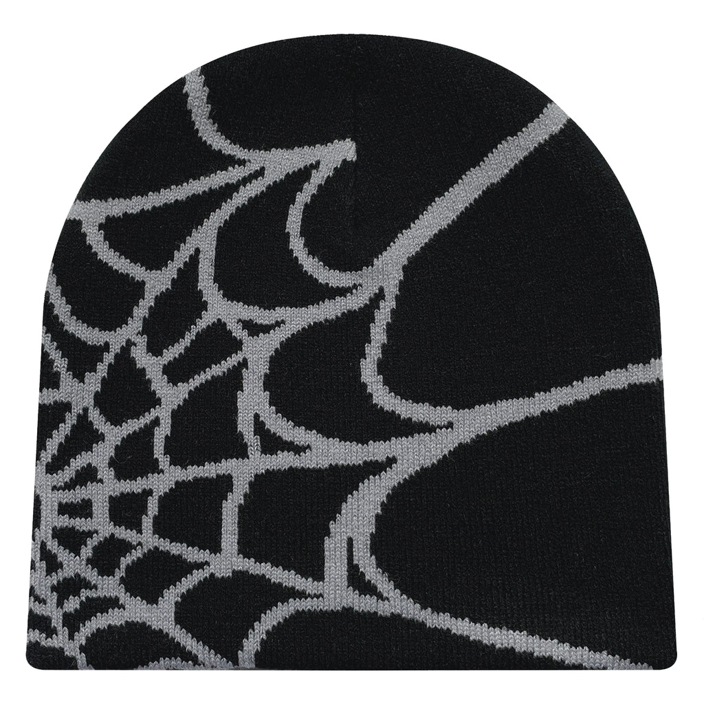 Spider Web Knit Hat, Unisex Acrylic Y2K Beanie with Geometric Pattern in Nine Color Options, Listed Size 56/57 for Streetwear and Cool-Weather Casual Outfits