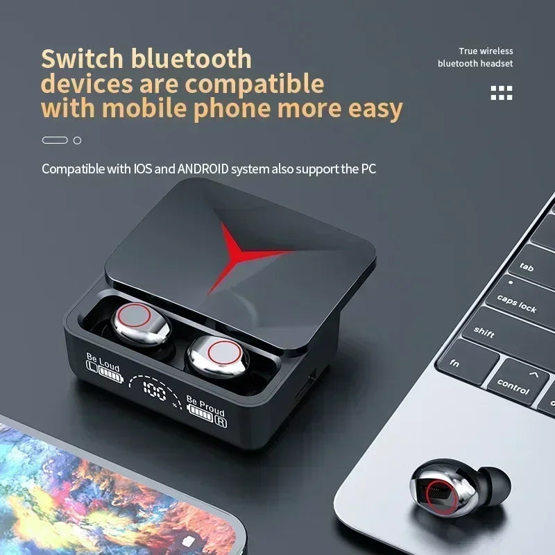 TWS Bluetooth Earbuds with Microphone and Touch Control in Black, Wireless Stereo Earphones for Compatible Smartphone Music, Calls and Everyday Listening