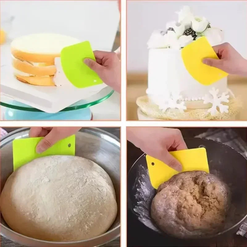 Plastic Dough Scraper in White or Blue, Single Pastry Cutter and Baking Spatula for Bread Dough, Pizza Prep, Cookie Mixtures and Fondant Kitchen Tasks