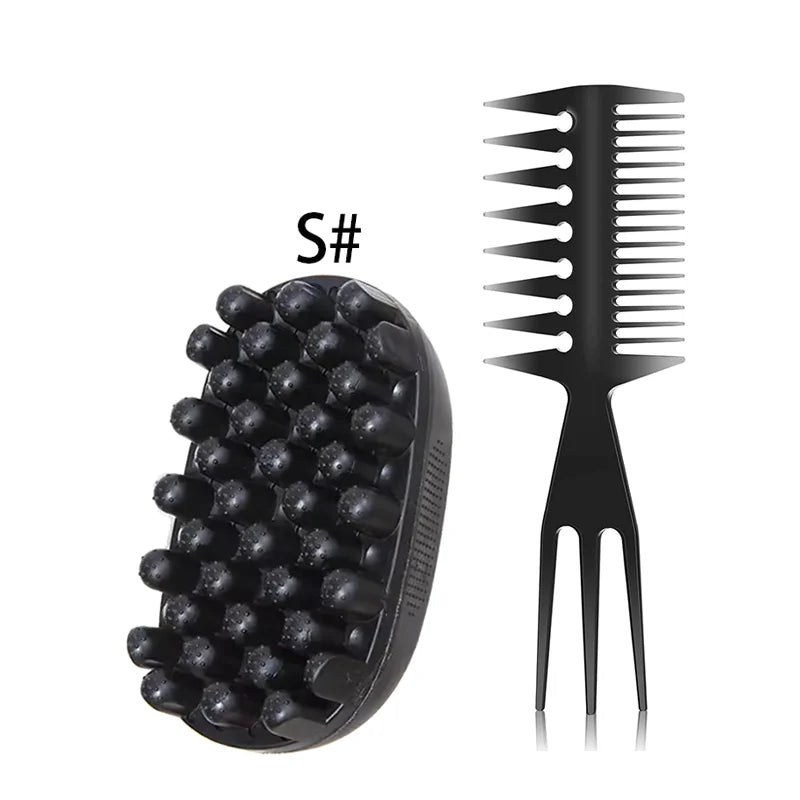 Afro Twist Hair Styling Kit, Two-Piece and Three-Piece Set1 or Set2 Options with Sponge, Mesh Comb and Double-Sided Pick References for Curl and Coil Grooming