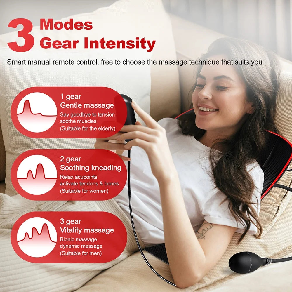 Back and Neck Massage Pillow with Listed 24W Power, PU Surface, One-Button Control and 15-Minute Auto Shutoff, Adapter and Vehicle Cable for Adult Relaxation