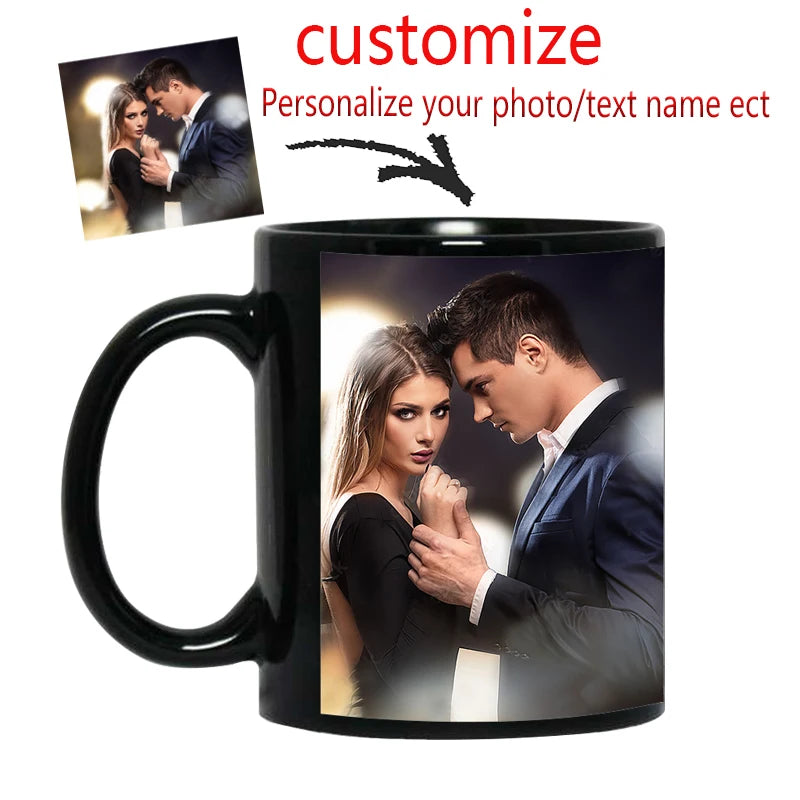 Personalized Photo and Text Mug with Custom Name or Logo Printing, Single Hand-Wash Coffee Cup with Color and Layout Options for Mother's Day and Wedding Gifts