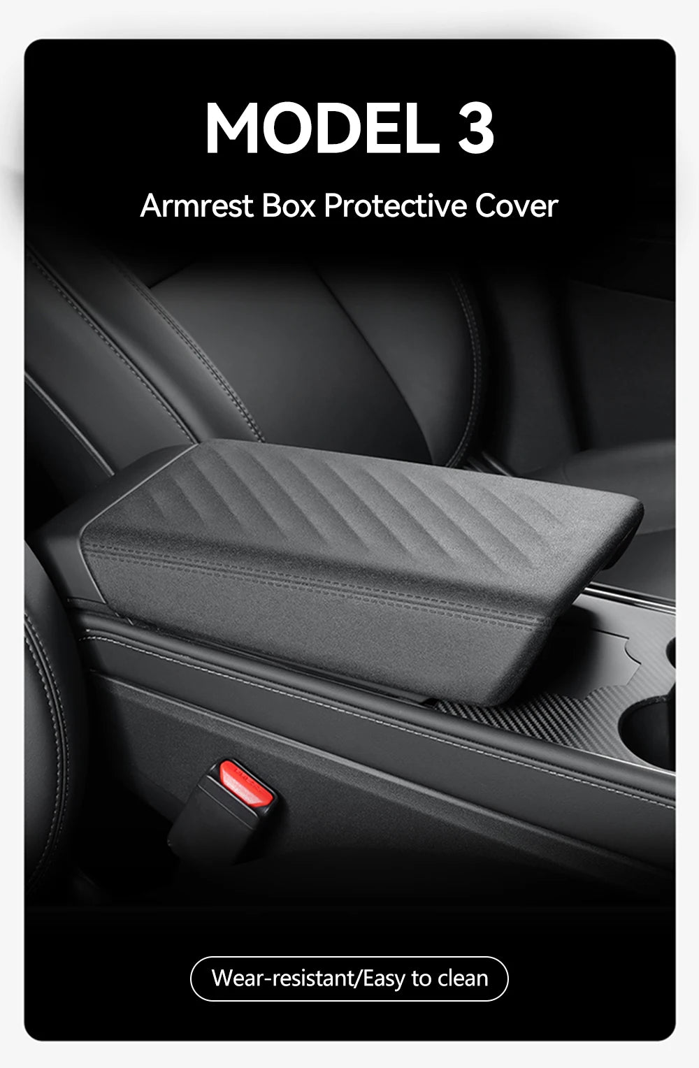 Center Console Armrest Cover with TPE and TPU Material Options, Stripe and Wavy Grain Styling for Select Tesla Model 3 Highland and Model Y Juniper Interiors