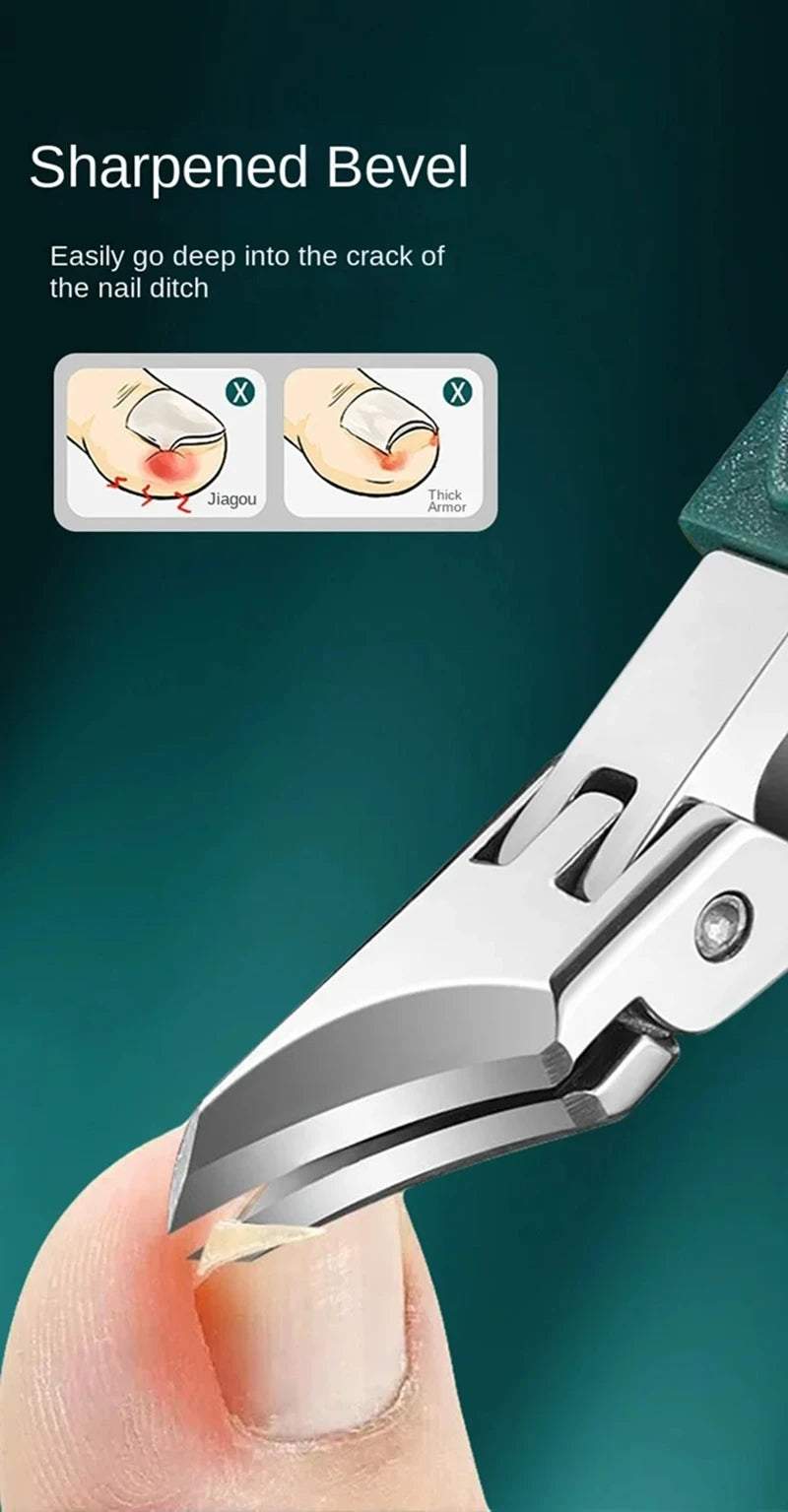 Slanted Toenail Clipper, Stainless Steel and PP Manual Nail Trimmer with Listed 10.2 x 1.8cm Size in Green or Black for Adult Home Pedicure Grooming