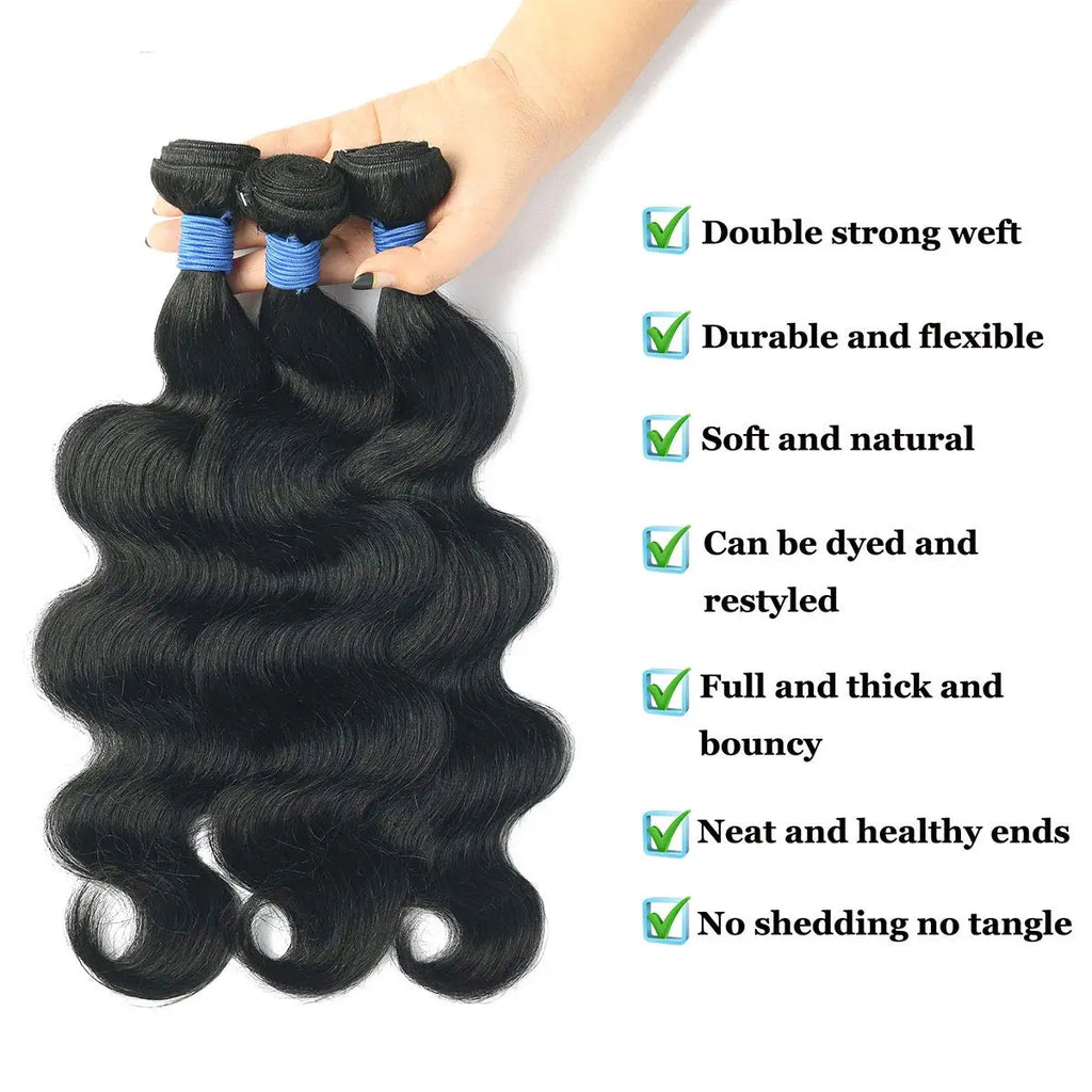 Body Wave Human Hair Bundles in Natural Color, Remy Weave Extensions with 10–40 Inch Stretched Lengths and Mixed-Length Options for Personalized Salon Styling