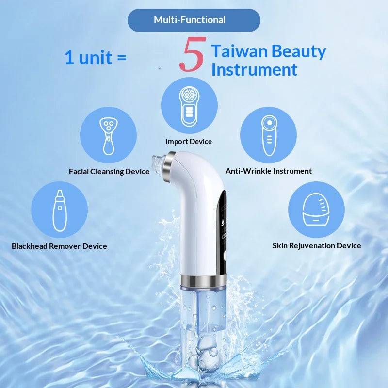 Pore Vacuum Facial Device in Ivory with Electric Micro Bubble Cleanser and USB Recharge References for Instruction-Guided Adult Personal Beauty Routines