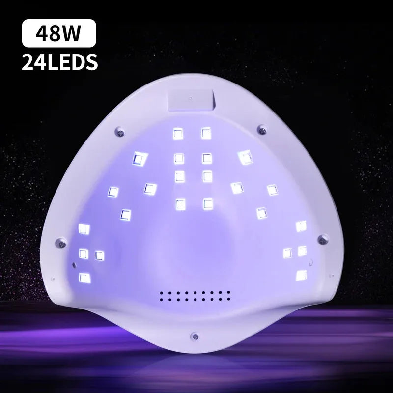 48W UV LED Nail Lamp for Gel Manicures and Pedicures, 24 Listed LED Beads with Pink or White Color Choices and USB, EU or US Power Options