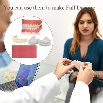 Denture-Style Resin Teeth and Wax Kit, 1Set Selection with Upper and Lower Configuration References for Adults, Professional Dental Fit Review Required