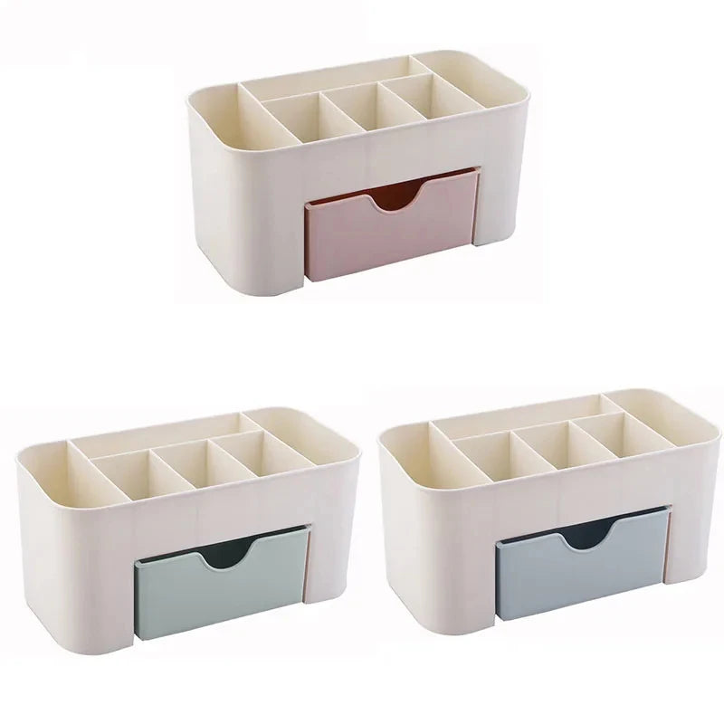 Drawer-Style Nail Storage Box, Plastic Desktop Manicure Organizer with Nine Numbered Selections for Compatible Cotton Swabs, Nail Files and Small Tools