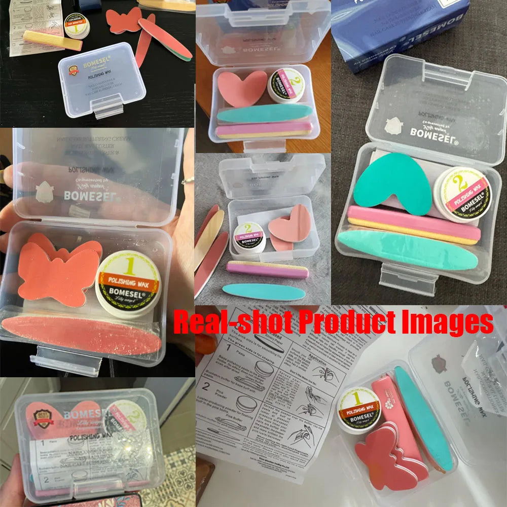 Nail Buffing Kit with Polishing Wax, Buffer Blocks and Filing Strips for Natural-Look Shine, Manual At-Home Manicure Care in Multiple Set Options