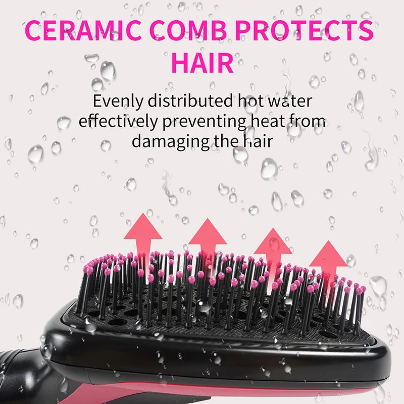 Hot Air Styling Comb, Black Ionic Hair Dryer Brush for At-Home Drying, Straightening and Curling with US 110V and Regional Plug Options