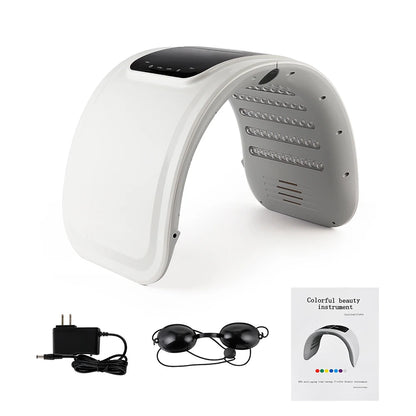 Seven-Color LED Skin Care Device with 100 LEDs, Foldable ABS Design and Touch Controls, Separate Spray or No-Spray Versions with Four Plug Options