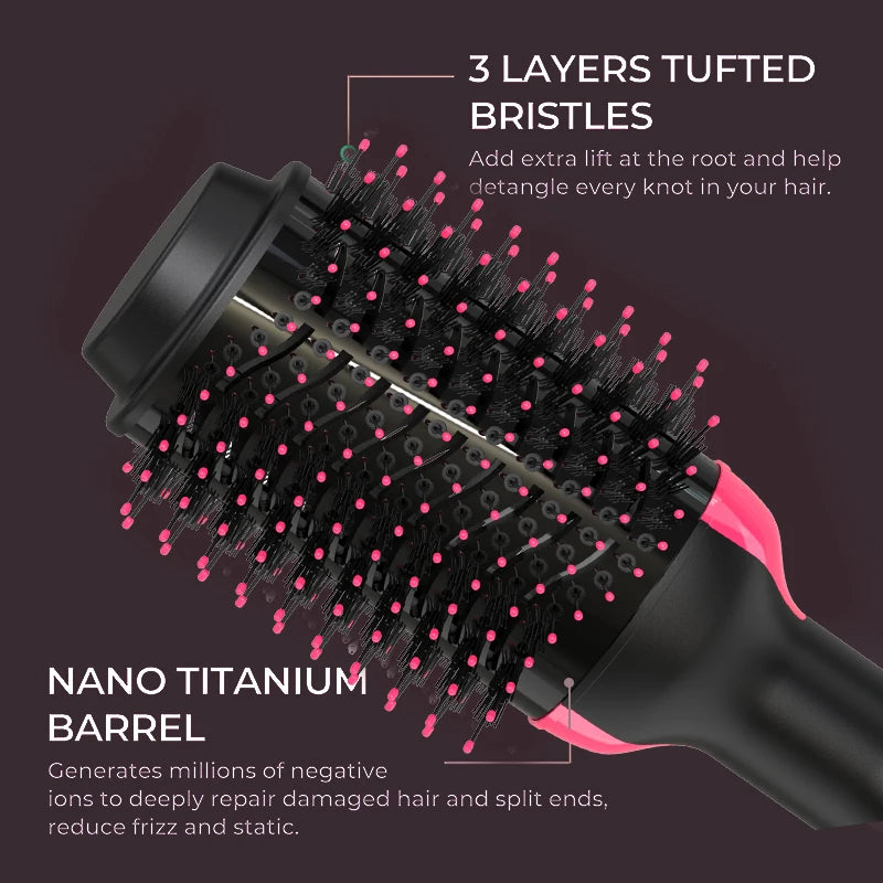One-Step Hair Dryer and Volumizer by LISAPRO, Red 2-in-1 Hot Air Styling Brush for At-Home Hair Routines with US 110V and Regional Plug Options