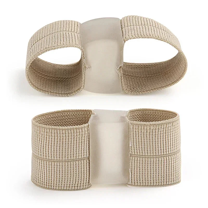 Two-Loop Toe Separator with Soft Flexible Gel Spacer, Nude Color and Listed SEBS, Nylon and Fiber Materials, One or Two-Piece Foot Care Options