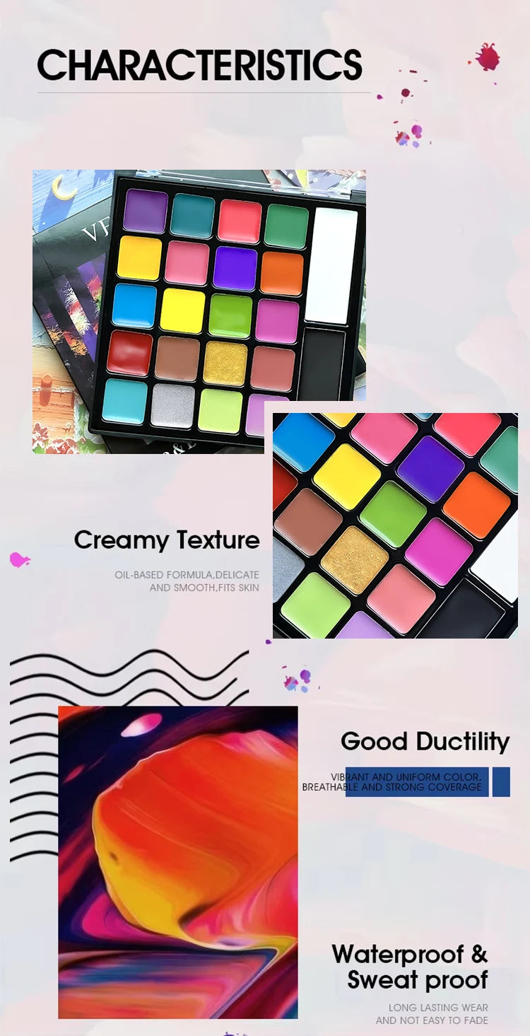 22 Color Face Paint Palette and SFX Makeup Kit Options for Halloween, Cosplay and Stage Costumes, with Brush Bundle Choices for Creative Body Art