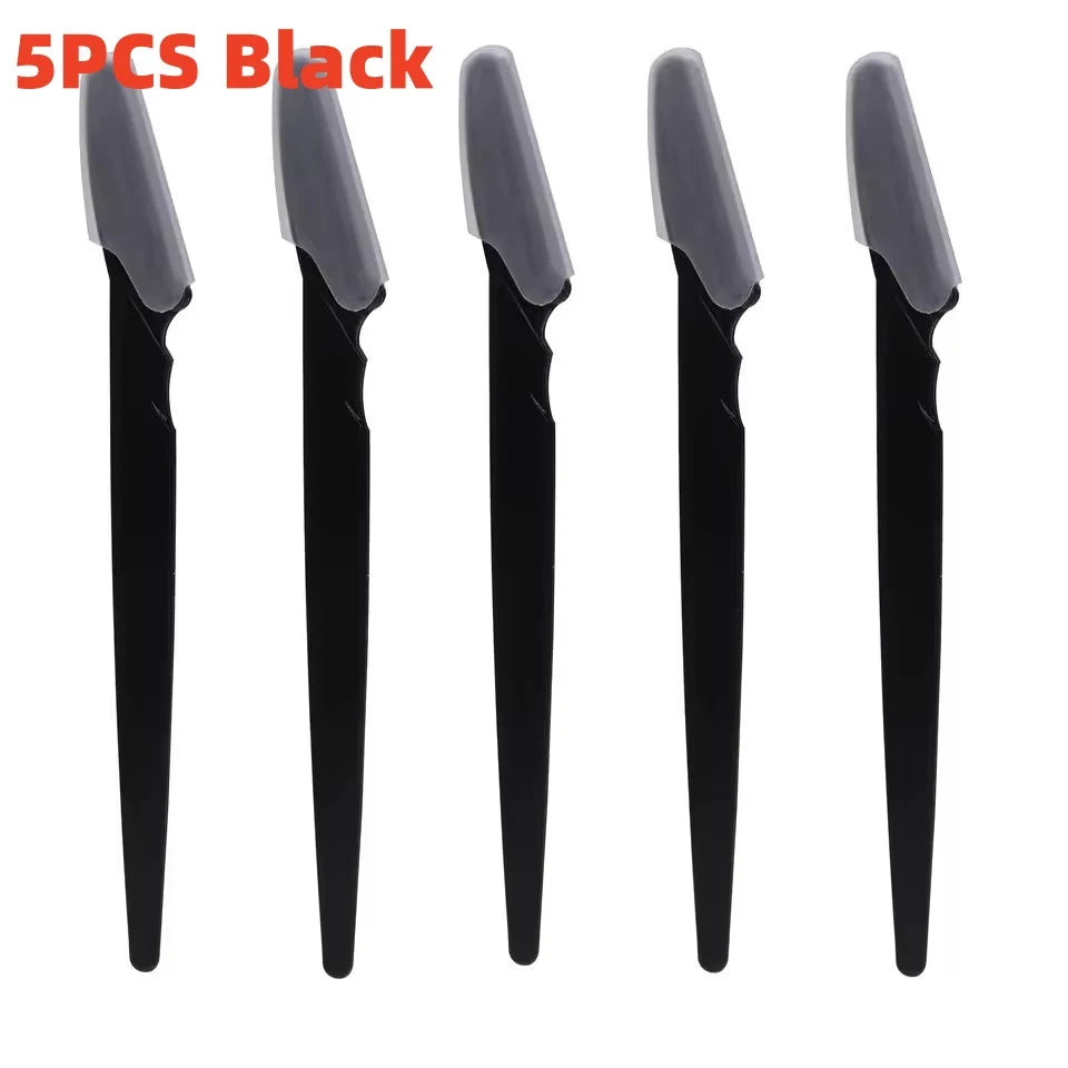 Eyebrow and Face Razors, Black or Multicolor 5, 10, 30 and 40-Piece Grooming Packs with Protective Cover Reference for Adult Women and Men