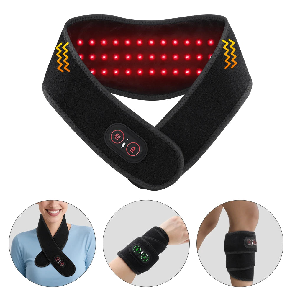 Wearable Red Light Heating Wrap Options for Wrist, Neck, Ankle and Hip, Adjustable Warmth with Model-Specific LED, Vibration and Power Features